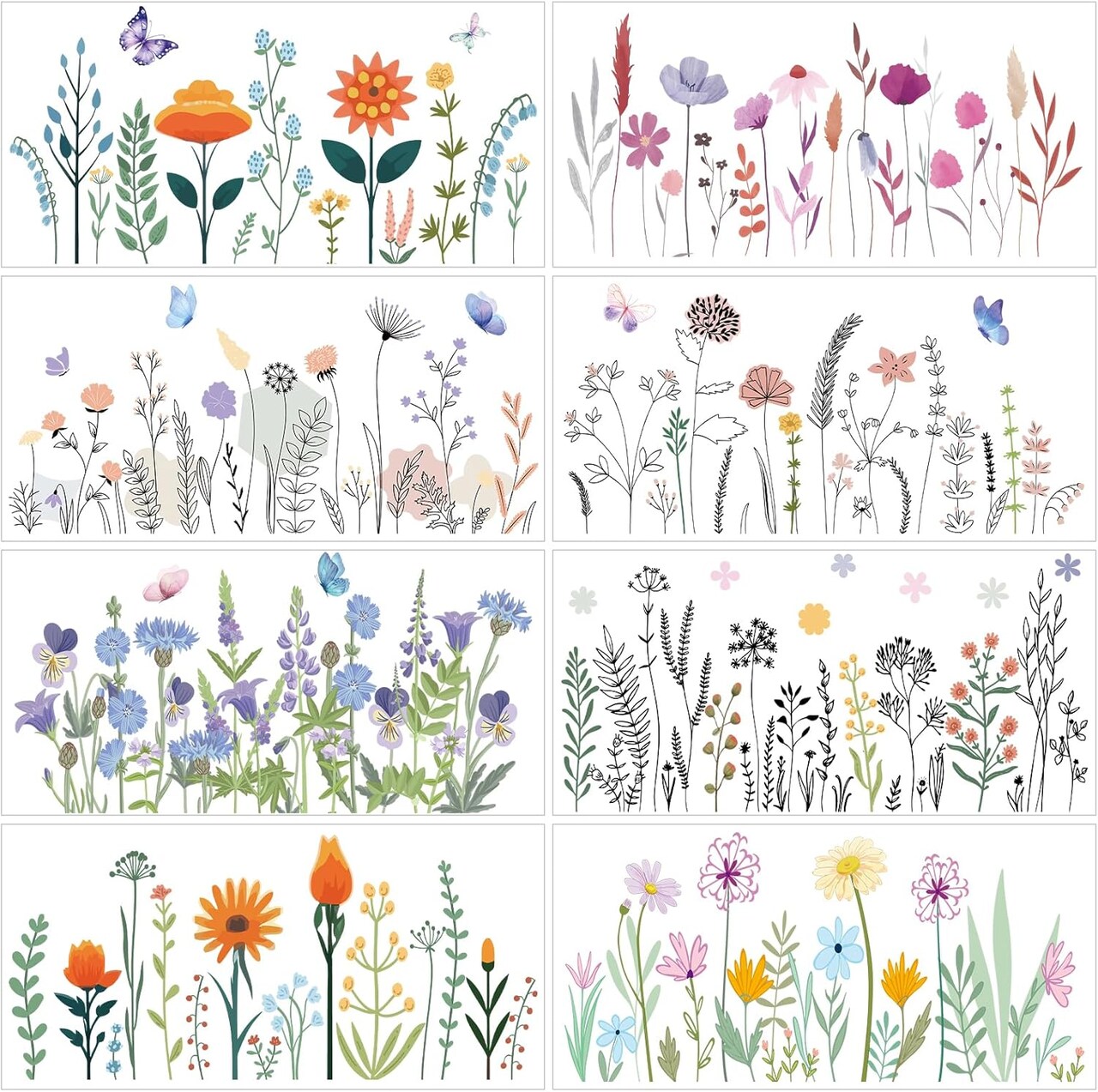 Sheets Vintage Wildflower Butterfly Rub on Transfers for Furniture (Wildflower) 11.8 x 5.9 inches